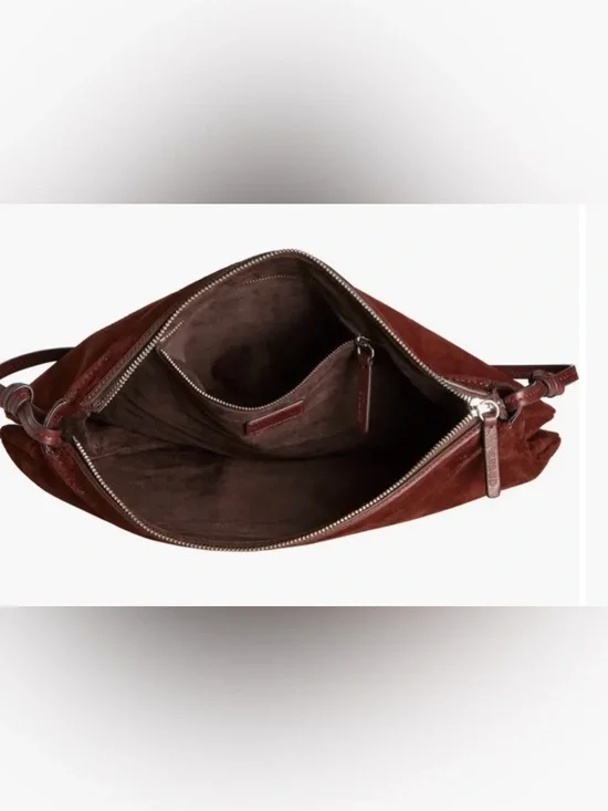 STAUD WALLY BROWN MAHAGONY SUEDE SHOULDER HANDBAG $425 - Picture 10 of 14